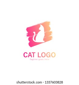 Cat logo vector illustration. modern cat logo template isolated on white background