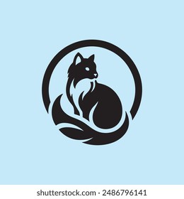 Cat logo vector silhouette illustration.