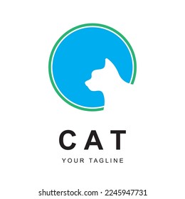 cat logo vector with slogan template