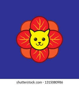 cat logo vector. sunflower cat