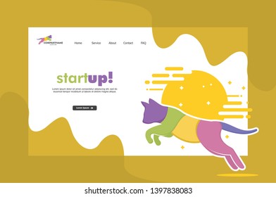 Cat logo Vector Template. Cartoon Style can use for landing page, template, ui, web, mobile app, poster, banner, flyer, stickers. EPS 10
