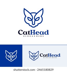 Cat logo vector template, Creative Cat head logo design concepts