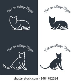 Cat Logo Vintage Vector Design Simple