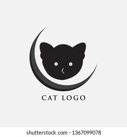 Cat Logo.black silhouette of a cat.