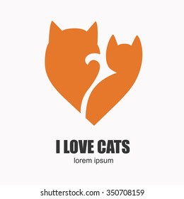Cat Logotype or Icon for your design. Vector cat isolated for Vet Clinic or Pet Shop. Orange cats.