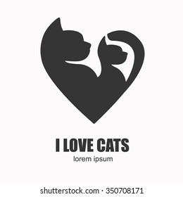 Cat Logotype or Icon for your design. Vector cat isolated for Vet Clinic or Pet Shop. Black cats.