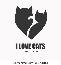 Cat Logotype or Icon for your design. Vector cat isolated for Vet Clinic or Pet Shop. Black cats.