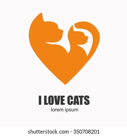 Cat Logotype or Icon for your design. Vector cat isolated for Vet Clinic or Pet Shop. Orange cats.