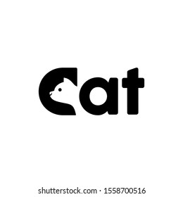 Cat logotype kitten head logo on letter C icon simple design illustration 
