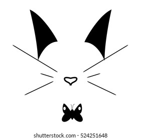 Cat - logotype. Logo, symbol, icon. With bow.