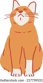 Cat look up Ginger Cat in Action Hand drawn color illustration