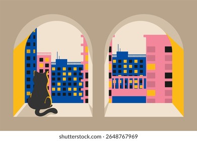 Cat olhar a ilustração de vista
