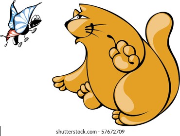 Cat looking at Butterfly