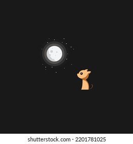 Cat looking at moon illustration