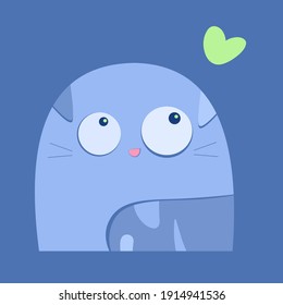The cat looks at the heart