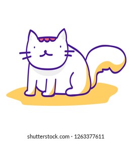 cat looks like squirrel 3 colors and shadow flat design website icon or vector art
