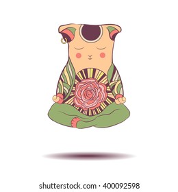 Cat in the lotus position vector illustration.