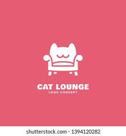 Cat lounge logo design template. Vector illustration.