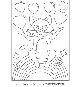 cat love and affection theme coloring book page for kids or grown adults coloring book mindful relaxation activity