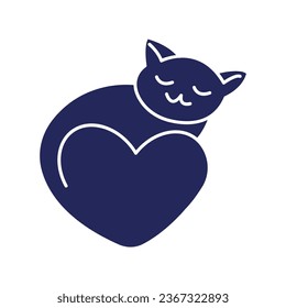 Cat Love Animal Glyph Filled Style Icon