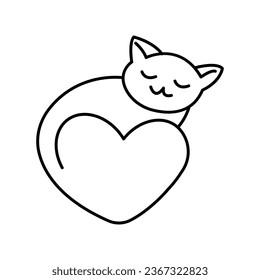 Cat Love Animal Line Style Icon