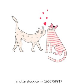 Cat love. Beautiful couple of cats. 