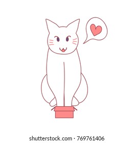 Cat love Box every Size. vector illustration. isolated on white background.