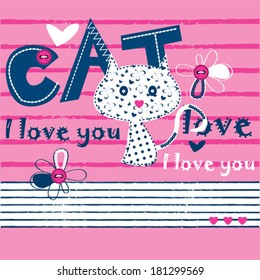 cat love card vector illustration