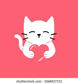cat love cute smile hug lover vector logo icon illustration