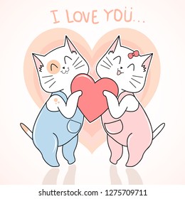 Cat Love cute vector