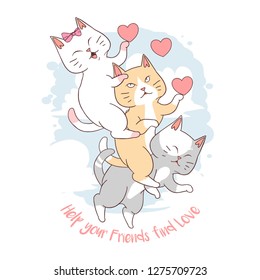 Cat Love cute vector