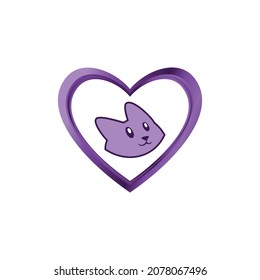 cat love flat logo icon flat vector design concept graphic