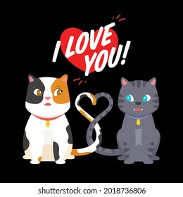 cat love friendship pet wo rolled sleeve best design vector illustration for use in design and print poster canvas
