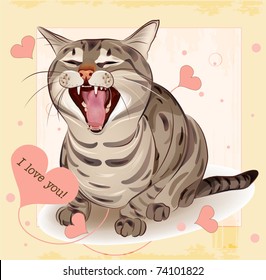 Cat in love. Greeting card