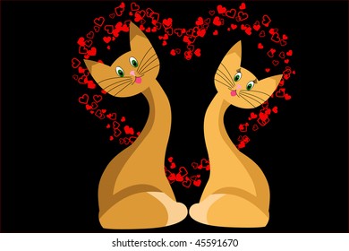 cat love heart  abstraction romance stylized