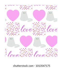 Cat love heart challigraphy pattern