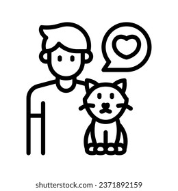 Cat love icon set style collection in line, solid, flat, flat line style on white background