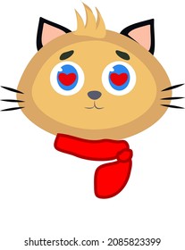 Gato enamorado, ilustración, vector, sobre fondo blanco.