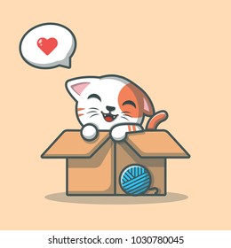 Cat Love Illustration Vector. Love symbol. Valentine's Day sign, emblem isolated, Flat style for icon, graphic,web design, and logo.