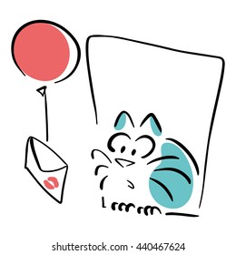 Cat and love letter
