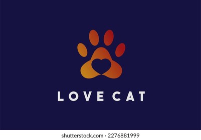 cat love logo. with a combination of red and orange. nice logo vector for pet shop
