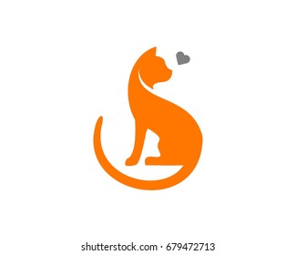 Cat Love  Logo Vector