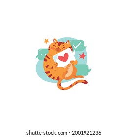 Cat Love Message Vector On White Background