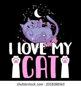 cat i love my kitten funny saying birthday kitten unisex vintage sport art best vector design illustration print poster