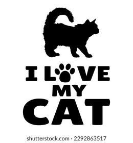 cat I love my cat silhouette, vector, cat breeds, pet, animals cat.