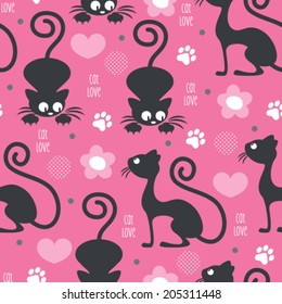 cat love pattern vector illustration