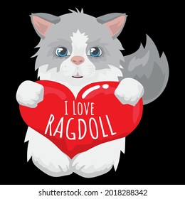 cat i love ragdoll cat lover funny gift idea art ote bag art art vector design illustration print poster