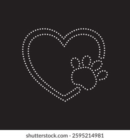 Cat Love Rhinestone T-shirt Design Vector Template 