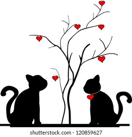 Cat love silhouette