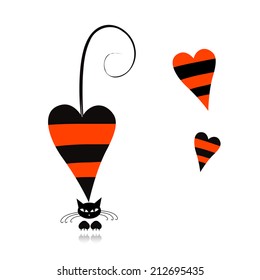 Cat in love, vector cartoon for your design